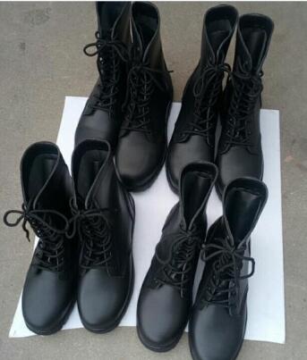 Lightweight Tactical Black Leather Police Boots Anti Slip