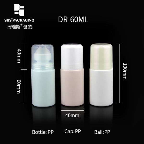 RPPC Deodorant Plastic PCR Empty Roll On Bottle 60ml With Pink Cap