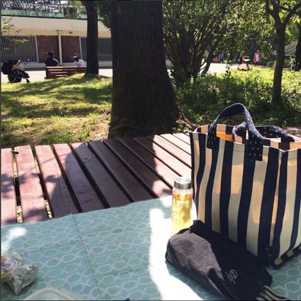 Large-Capacity Stripe Canvas Handbag Women Bag  Simple Supermarket Green Shopping Bags