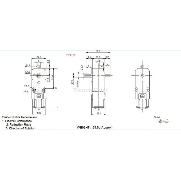 Lightweight Plastic Gear Motor Different Reduction Ratio T130 DC Motor  For Kids DIY Toys