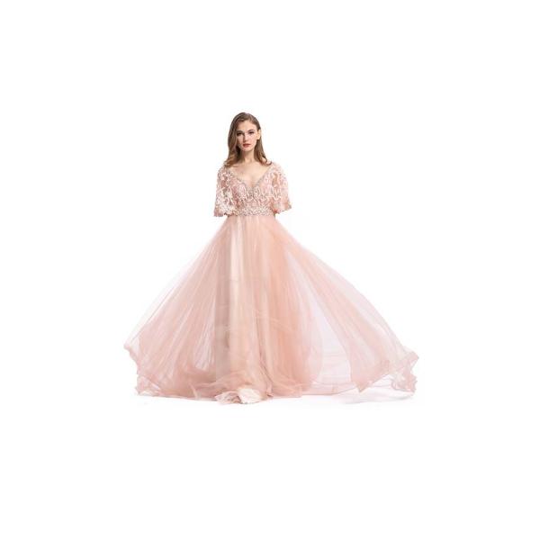 Elegant Europe Style Evening Dinner Dresses A - Line Soft And Romantic