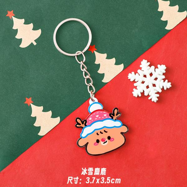 Christmas Festival Acrylic Keychain with Metal Ring Attachment and Cute Snowman Charms