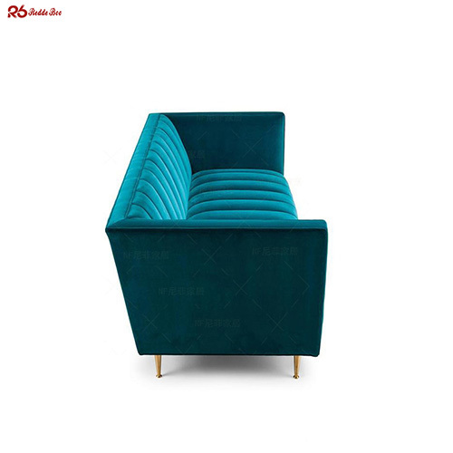 Modern Antistatic Velvet Vertical Channel Tufted Sofa Sets For Reception Room