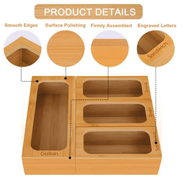 Food Storage Sandwich Bag Organizer For Gallon Quart Snack