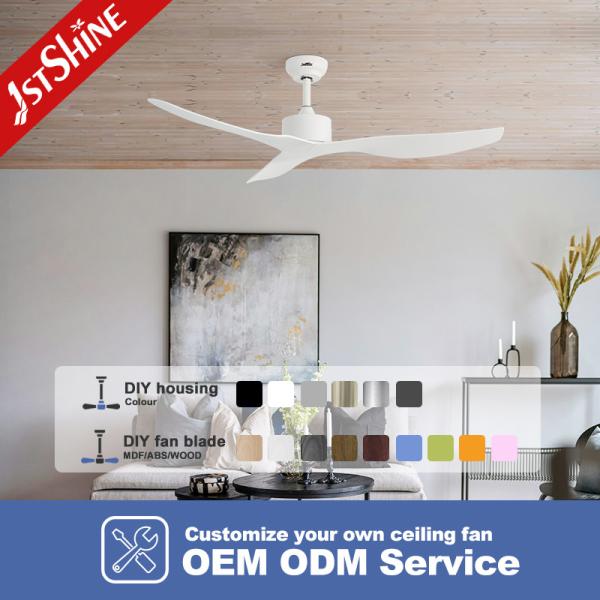 52 Inch White Blades Adjustable Wind Speed Remote Control Ceiling Fan for Living Room