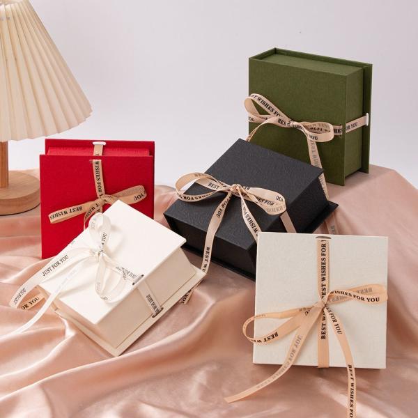 Book Type Paper Carton Packaging Boxes Luxury Cardboard Gift Box With Ribbon Closure
