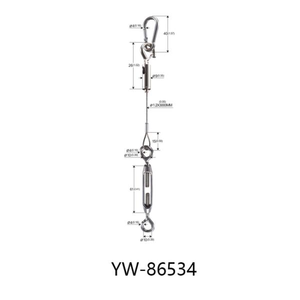 талреп кабеля веревочки стального провода длины 3000mm с крюком весны YW86534