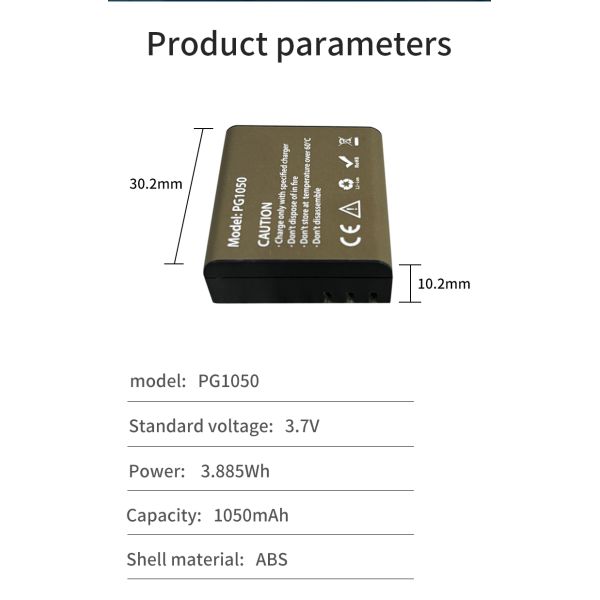 1050mAh Digital Battery Rechargeable Lithium Ion Camera Battery With LiCoO2 For Action Cameras