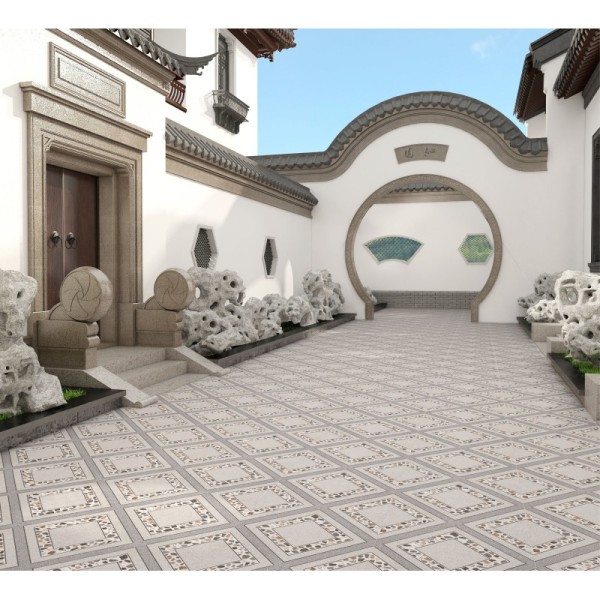 Light Gray Acid-Resistance 600x600mm Retro Outside Floor Paving Ceramic Tile For Countyard And Swimming Pool