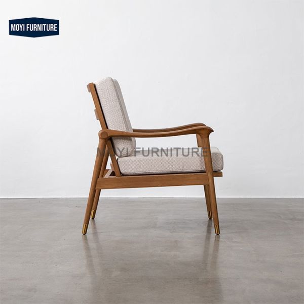 Velvet Fabric Modern Handmade Single Seater Couch Solid Wood Sofa Chair Living Room Customization Simplicity Comfortable