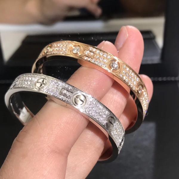 Popular Beautiful Gorgeous Factory Made 18k Car Tier Yellow/White/Rose Gold And Natural Diamonds LOVE Bracelet