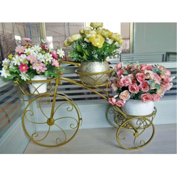 Anti Abrasion Outdoor Antique Bicycle Metal Flower Stand