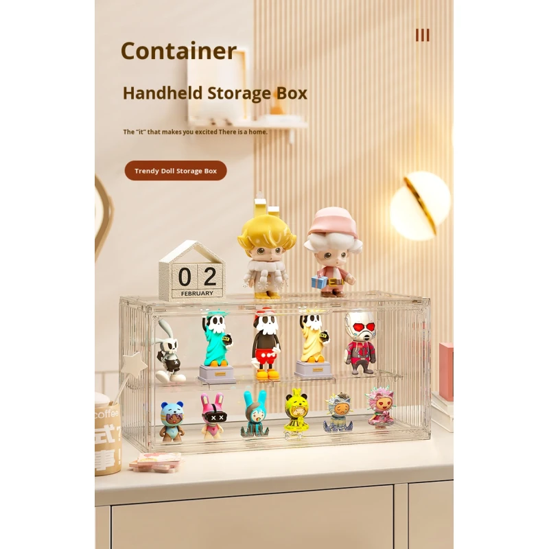 Modern Clear Acrylic Like Toy Display Box Multi-Layer Organizer for Figurines Collectibles Dust-Proof