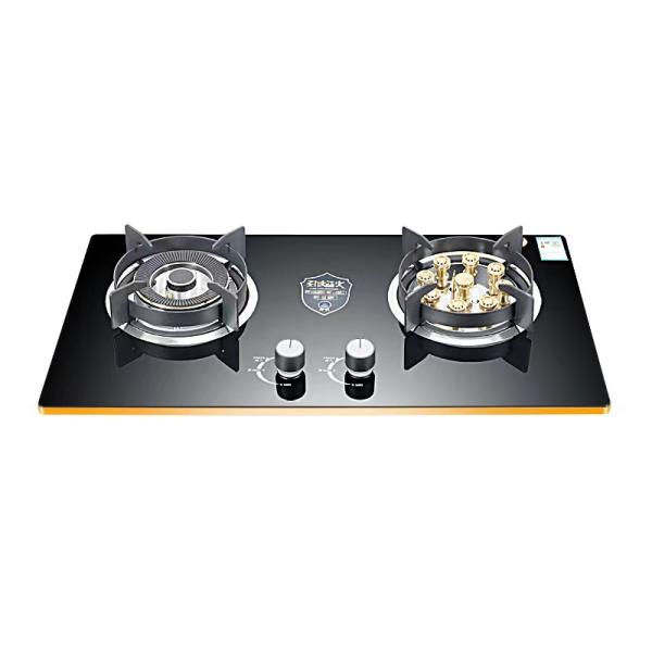 Modern Design 2 Burner Gas Stove with Electronic Ignition and Tempered Glass Cooktop