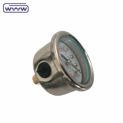40mm ceneter volta OEM 1/4 bsp npt 1,5 polegadas rosto glicerina preenchido manômetro de pressão