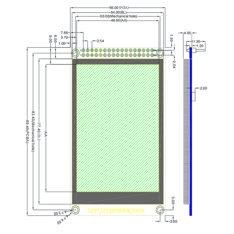 3.2 inches, optional touch/non-touch, with a size of 240X320, a color TFT display module,segment lcd display,segment lcd