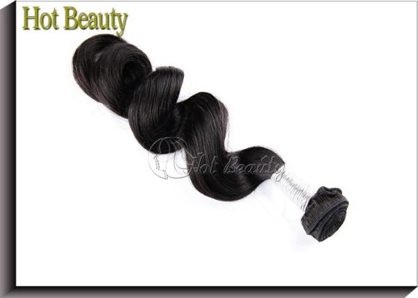 22 Inch Peruvian Virgin Hair / Natural Black Loose Wave Hair Bundles
