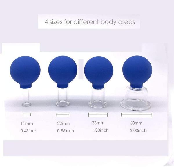 os copos Anticellulite da massagem do silicone 4Pcs ajustam o grupo colocando Massageador que do vácuo a massagem facial coloca copos chineses da sução