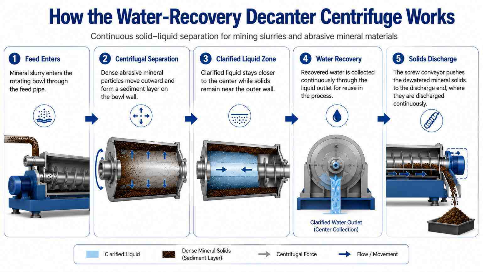 Water-Recovery Industrial Decanter Centrifuge for Tailings water