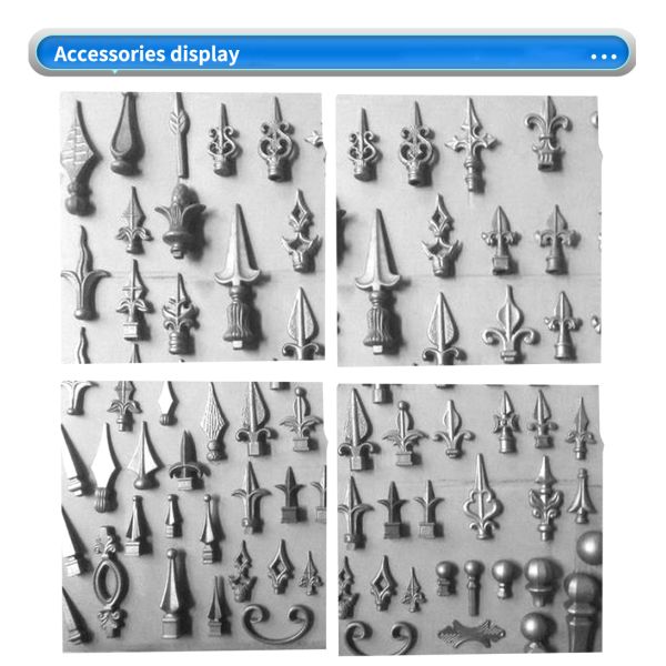 Powder Coated Black Wrought Iron Fence Point / Spear Top Security Fencing