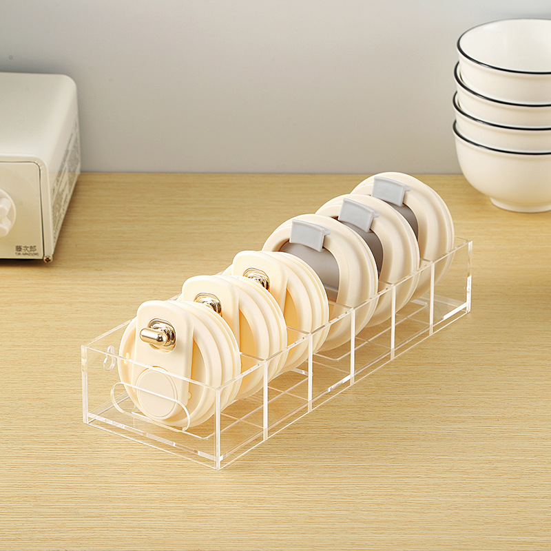 Acrylic Wall Hanging Cup Cover Storage Box Cup Cover Drain Organizer Removable Partition Flat Bottom Cup Cover Storage Rack