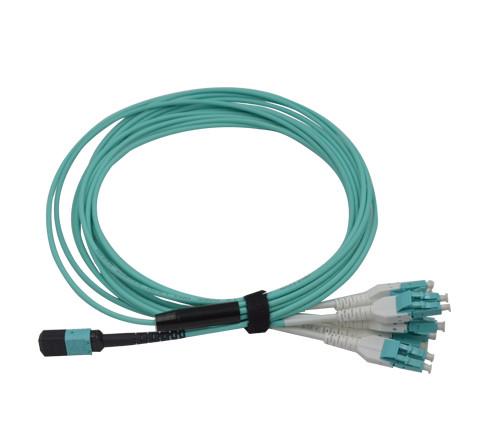 Female To Female MPO Patch Cord OM3 8fo 12fo 24fo 3.0mm OFNP Aqua B
