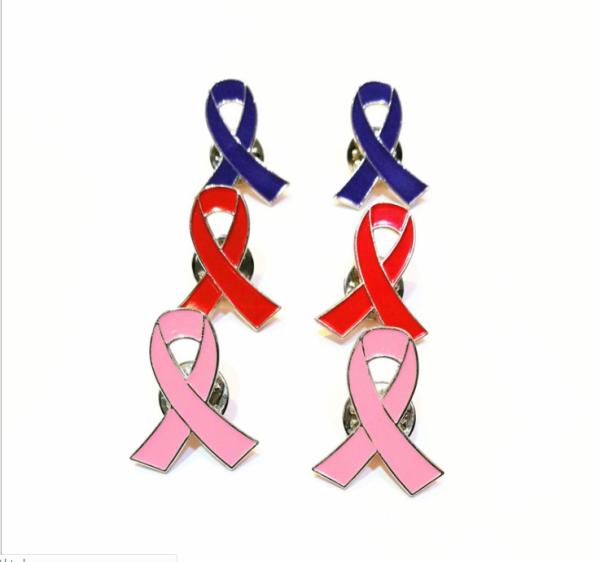 Custom Crossed Pink Ribbon Enamel Pin Breast Cancer Awareness Metal Craft Early Detection Saves Lives