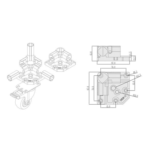 6063 Aluminum One-piece Base with Sandblasting Surface for 3rd Generation Lean Pipe Base Accessory