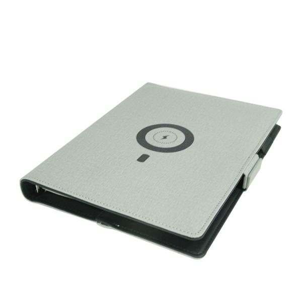 Customized Print Wholesale Luxury Business Smart Hardcover Pu Leather Loose Leaf Wireless Charging Notebook