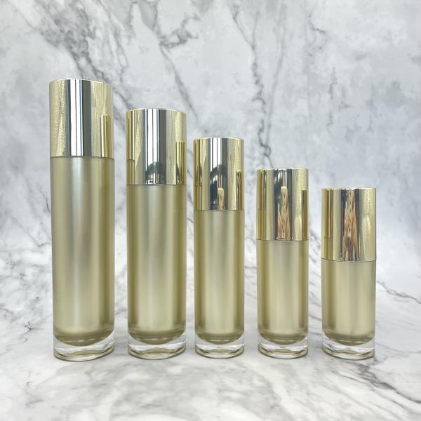 100ml 120ml Cosmetic Pump Bottle Empty Plastic Lotion Gold  Acrylic Hot Stamping