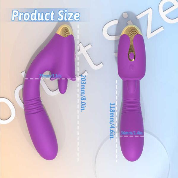 Women Dual Stimulation Adult Toys Silicone 3 In 1 G Spot Thrusting Vibrator With Tongue