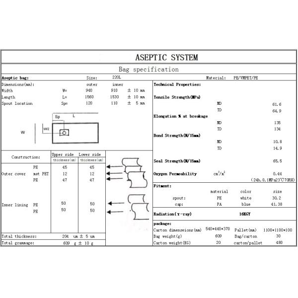 Concentrated Pineapple Juice Aseptic Bags For Industrial Transportation