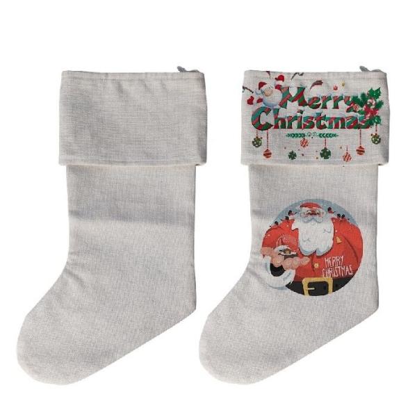 Custom Blank White Linen Sublimation Christmas Stockings