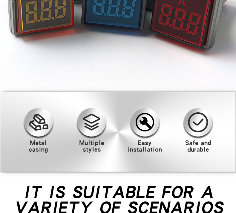 YZ Digital LED Mini Ammeter AD16-22AMS AC50-500V Plastic 22mm Multi-color Open Hole Current Meter Indicator Panel Meter