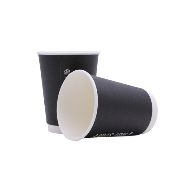 Black Paper Coffee Cup Eco Friendly Compostable For Hot Chocolate Drinks
