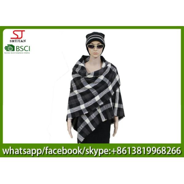 239g140*140cm100%Acrylic woven plaid poncho Hot sale high quality factory keep warm jacquard fashion scarf
