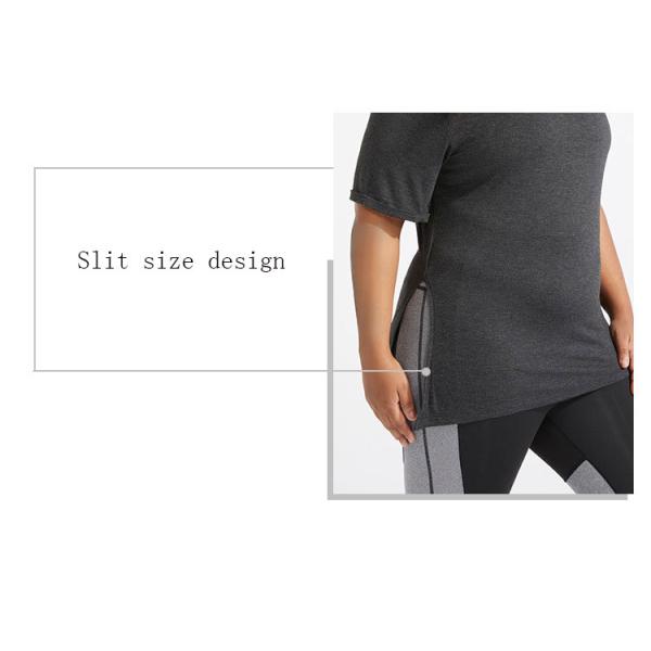 BSCI certified Women'S Plus Size Yoga Wear Dry Fit Dark Grey Sports T Shirt
