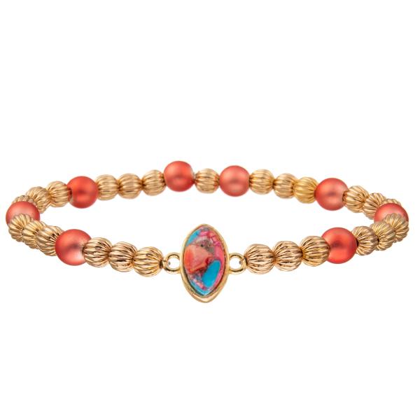 3 cores apedrejam a abóbora chapeada dos braceletes dos grânulos ouro feito a mão dada forma