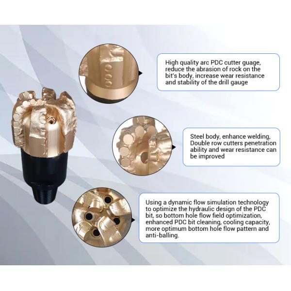 5 Wings Petroleum Drilling Equipment PDC Drilling Bit for Geological Mining Exploration