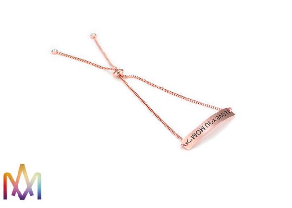 1mm Thickness Adjustable BoxChain Womens Engraved Bracelets