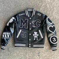 Logo personnalisé Patchwork Vêtements de rue de haute qualité Broderie en chenille en cuir d'hiver Bombardier Letterman Hommes Jacket universitaire pour hommes