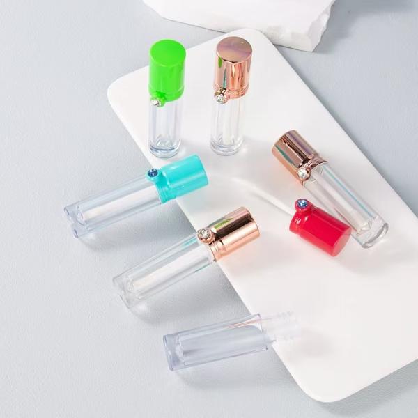 4ml Plastic Lip Glaze Tube With Drill Cap , Customizable Color And Printed Logo