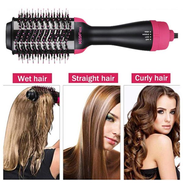 a escova do secador de cabelo 220V em volta do secador 3 do sopro em 1 escova de ar quente de endireitamento anti escalda