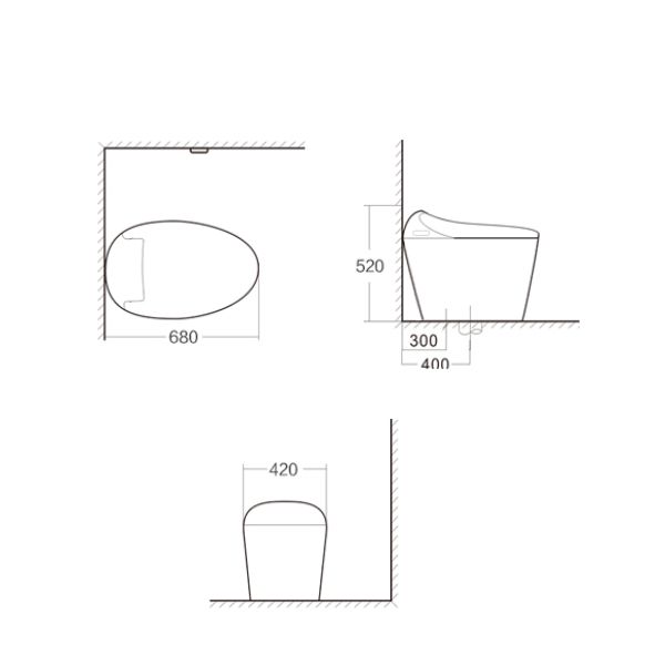 User Friendly Siphonic Toilet Pan One Piece Tankless Toilets 420x680x520mm Orin OR2208