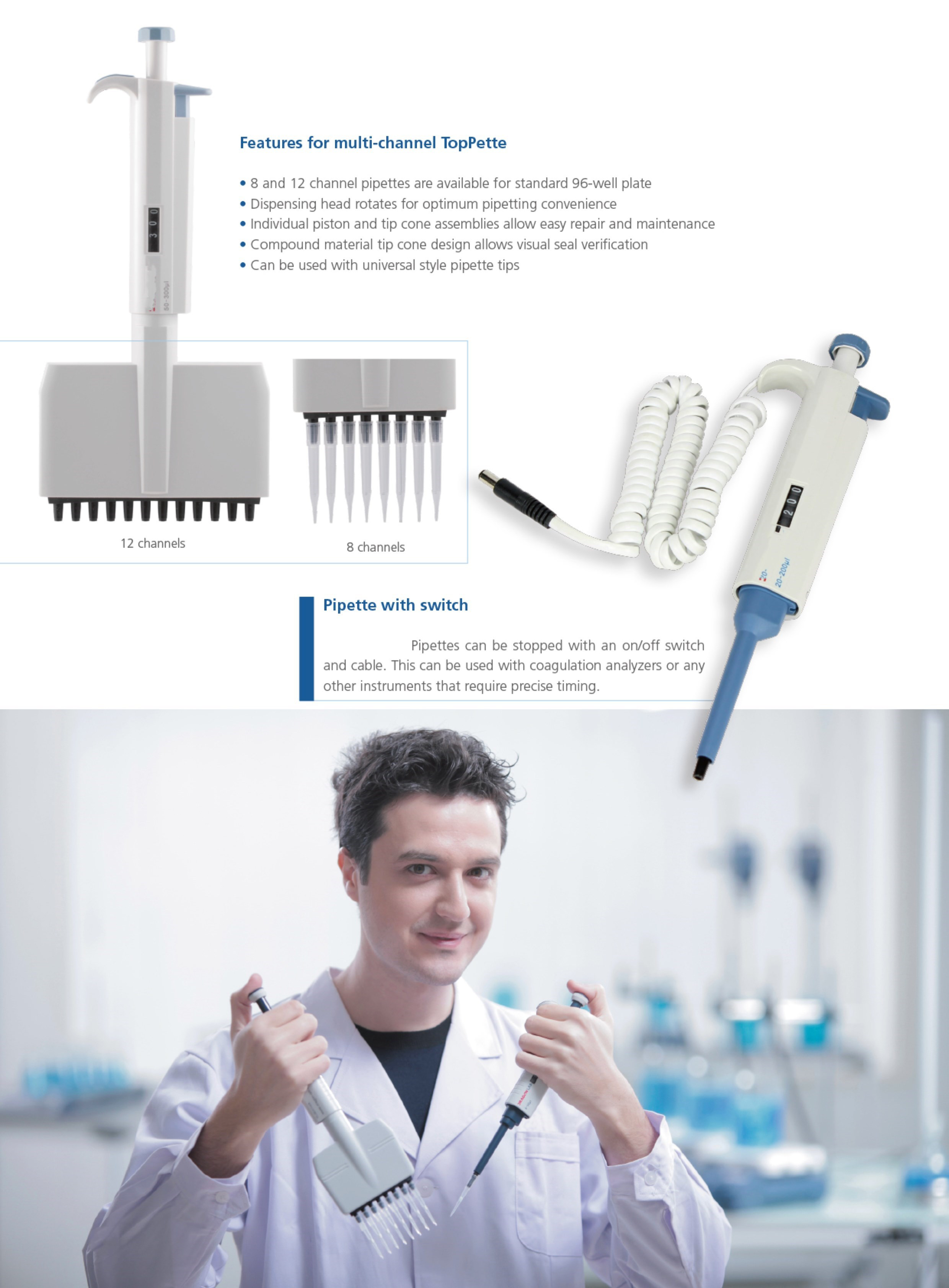 Laboratory Adjustable 0.1ul-5000ul Digital Liquid Moving Transfer Micropipette Lab Single Channel Adjusted Volume Pipettes