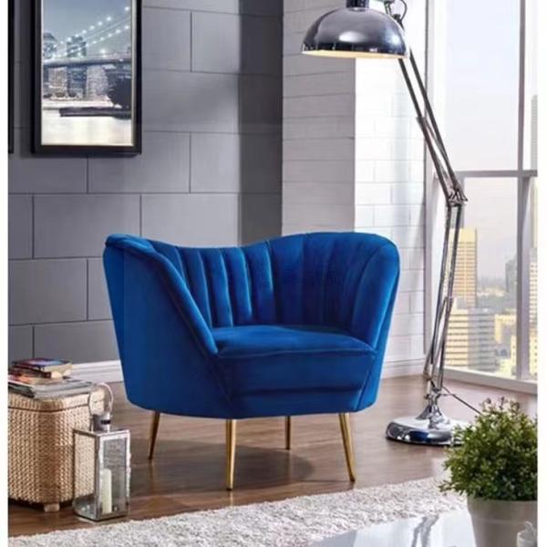 Modern Living Room Navy Blue Velvet Sofa Hotel Lobby Curve Arc Velvet Sofa