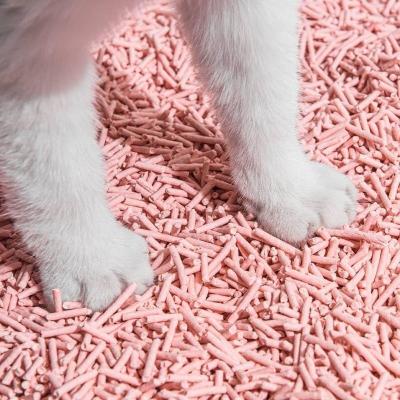 Natural Plant Biodegradable Peach Cat Litter Stripe Shape Multi Flavor Fast Clumping