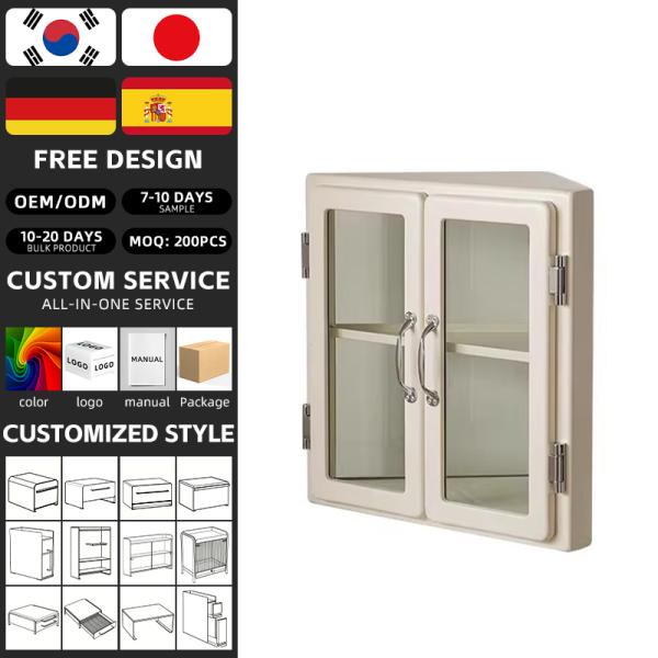 New Metal Triangle Corner Cabinet Rustproof Office Desktop File Storage Rack Bedroom Perfume Make up Display Organizer Dustproof