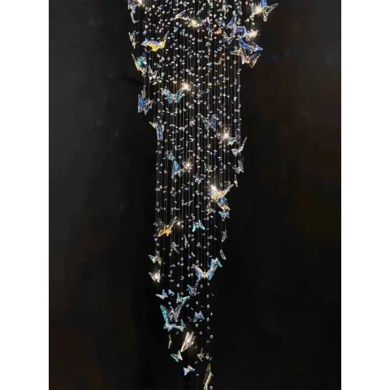 Butterfly Crystal Chandelier Living Room Crystal Staircase Pendant Light Indoor Large LED Lights(WH-NC-165)