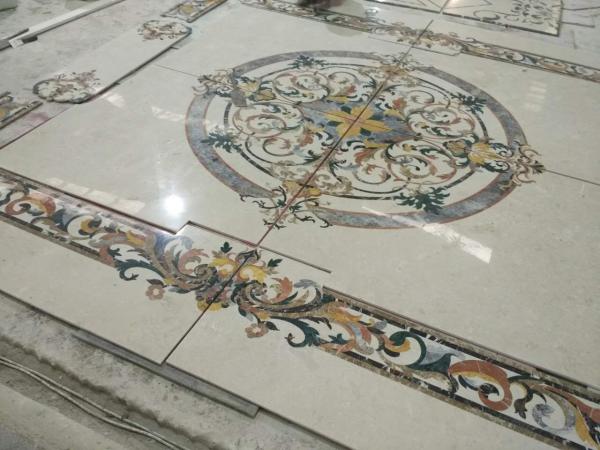 Polished Marble Decorative Tile Medallions , Lobby Hall Stone Tile Medallions